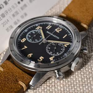 Prix usine san martin Vintage Pilot <span class=keywords><strong>VK64</strong></span> quartz Lunette bidirectionnelle Chronographe Lumineux montre en acier inoxydable homme à vendre - Product Image 5