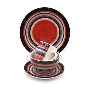 <span class=keywords><strong>Vaisselle</strong></span> ronde en céramique à rayures personnalisées articles ménagers bon marché <span class=keywords><strong>vaisselle</strong></span> ensemble d'art vivant OEM <span class=keywords><strong>service</strong></span> de table - Product Image 4