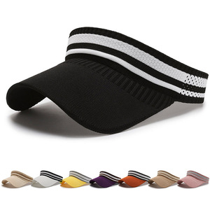 Women's Visor Cap Adjustable Breathable Sun Protection Summer Outdoor Sports Running Hat Curved Brim Polyester Fabric - Product Image 1