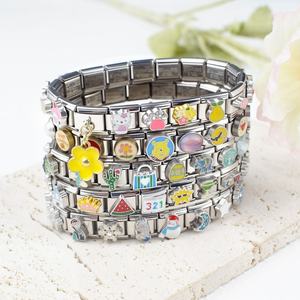 Bracelet extensible en acier inoxydable avec breloques modulaires italiennes, à assembler soi-même, motif dessin animé, accessoire de mode - Product Image 5