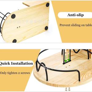 Porte-serviettes en bois avec support à condiments et organiseur de serviettes pour le rangement sur le comptoir de cuisine - Product Image 5