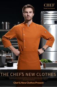 Uniforme de chef professionnel pour homme, 100% coton respirant, manches longues, fermeture à boutons, <span class=keywords><strong>vêtements</strong></span> de travail pour <span class=keywords><strong>cuisine</strong></span> et restaurant avec poches - Product Image 6