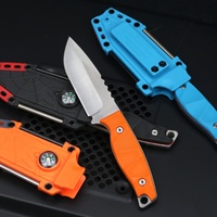 Couteau tactique de survie professionnel de qualité DIY pour le camping en plein air, la chasse, avec boussole, étui en cuir, acier inoxydable, plastique, anti-chute