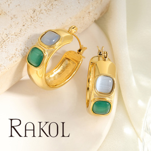 RAKOL EH8381 Boucles d'oreilles bijoux tendances en acier inoxydable plaqué or et sans décoloration - Product Image 4