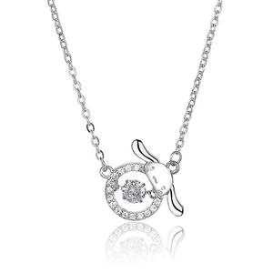 Collier pendentif dessin animé XL1519 en argent 925 avec strass en cristal taille brillant rond, mignon, pour usage quotidien, unisexe, chaîne à maillons - Product Image 1