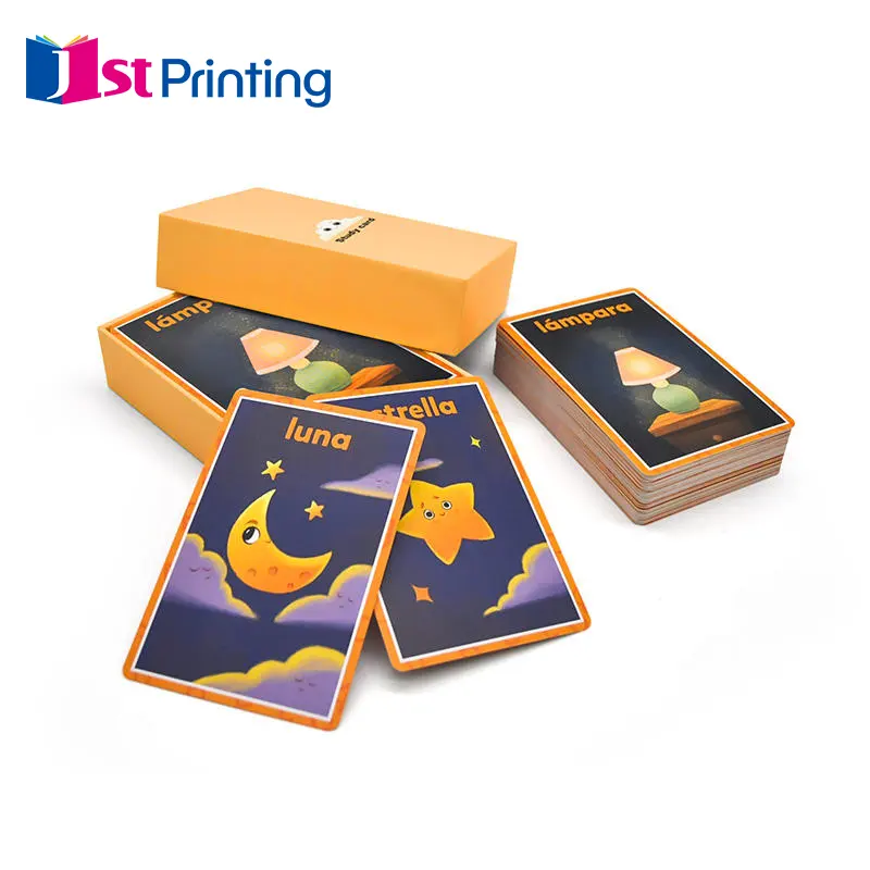 Custom children playing cards cardboard memory oracle card printing CMYK kid learning flash card educational flashcards