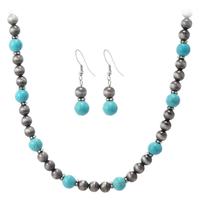 Bijoux en perles de Navajo en gros pour elle, accessoires de mode occidentaux, collier en perles de Navajo turquoise, ensemble de bijoux avec boucles d'oreilles
