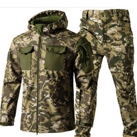 Ensemble de veste tactique softshell pour homme, motif camouflage, imperméable, uniforme de sécurité extérieur, doublure polaire chaude