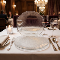 Assiettes en verre à bord doré ou argenté, vente en gros d'usine, pour la décoration de table de mariage
