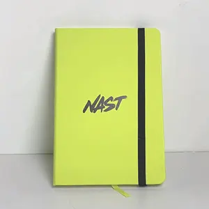 Venta al por mayor de tapa dura verde fluorescente con banda elástica, páginas de puntos de cuadrícula, cuaderno personalizado aceptado