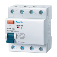 Disjoncteur différentiel électromagnétique de type A 3P+N 80A RCCB(RCD) TML1-100