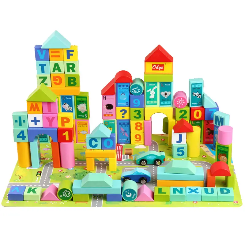 Factory hot sales hot style wooden building blocks sets learning building blocks toys preschool education wooden toys