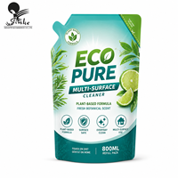 Pochette à bec verseur en plastique laminé imprimée sur mesure pour l'emballage de recharge de liquide lessive