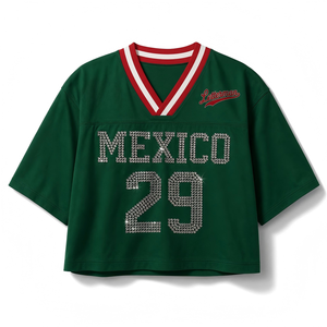 2026 Hot Sale Summer Print Haiti Full Customizable Heavy Rhinestone Women's <b>Crop</b> Jersey High Performance <b>Mesh</b> Uniform Support - Product Image 6