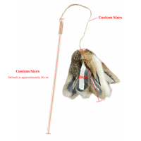 Jouet interactif pour chat en fourrure de lapin naturelle, canne à pêche, jouet de chasse d'intérieur, fournisseur en gros OEM ODM