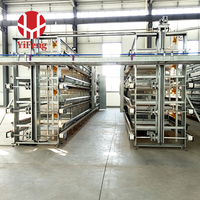 Cage à poulets automatique de type H à 3 niveaux, galvanisée, système de ventilation haute densité, courroie de fumier, poulailler, ferme avicole