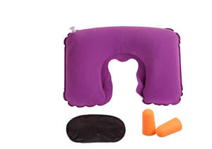Conjunto de viaje 3 en 1, cojín inflable para el cuello, mascarilla para los ojos y 2 tapones para los oídos, almohada cómoda para viaje de negocios # SJT - Product Image 6