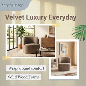 Modern Reclining Single Seater Accent <b>Armchair</b> Comfortable Velvet Upholstery for Home <b>Dining</b> Hotel Villa Living Room Use - Product Image 3