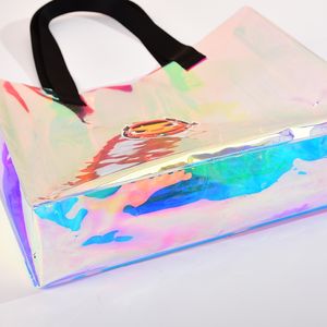 Sacs fourre-tout en PVC holographique transparent à logo personnalisé de grande capacité avec poignées Marque LUOYI Modèle SD-524 - Product Image 3