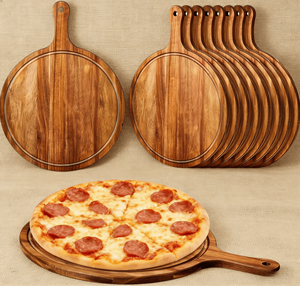 Pala per <span class=keywords><strong>Pizza</strong></span> in Legno di Acacia Premium con Manico - Tagliere Rotondo in Legno per <span class=keywords><strong>Pizza</strong></span>, <span class=keywords><strong>Pane</strong></span>, Salumi - Product Image 1