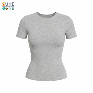 เสื้อยืดคอตตอนเจอร์ซีย์ SUHE ทรงเข้ารูป ระบายอากาศได้ดี แขนสั้น คอกลม สีพื้น ย้อมสีแบบเรียบ ไม่เป็นขุย เป็นมิตรต่อสิ่งแวดล้อม - Product Image 1