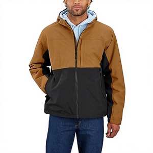 Chaqueta con Capucha para Hombre, Diseño Color Block, Impermeable, de Poliéster, Informal, para Otoño, con Cierre de Cremallera, Corte Regular - Product Image 1