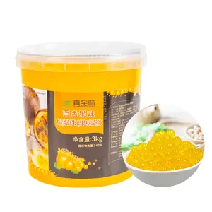 सबसे अच्छी कीमत पॉपिंग बोबा ताइवान उत्कृष्ट गुणवत्ता वाले फलों का स्वाद पीला 3 किलो बर्स्टिंग पर्ल्स पैशन फ्रूट फ्लेवर कोल्ड ड्रिंक के लिए