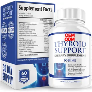 Thyroid Support Supplement With Iodine Vegetarian Vitamin B12 Complex Zinc Selenium Ashwagandha Copper