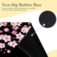 Tapis de bureau japonais rose fleur de cerisier, tapis de souris long noir, tapis de bureau mignon pour bureau,