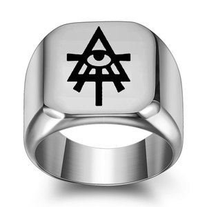 Fashion <b>Rings</b> Square Pyramid Eye Design 18MM Unisex Gift Jewelry Gold Color - Product Image 3