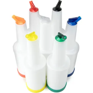 Large Capacity 1L Colorful Juice Pouring Bottle Bar Pour PP Plastic Juice Bottle