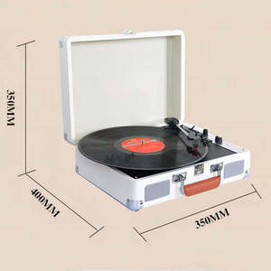 Tourne-disque portable rétro sur mesure, style valise, avec haut-parleur intégré et lecteur de musique BT pour la maison - Product Image 2