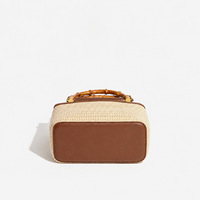 Sac seau vintage en paille tressée avec poignée en bambou, sac à main pour femme, bandoulière amovible, sac à bandoulière, nouvelle mode, sac à main pour femme
