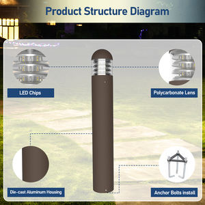 Lampadaire LED de jardin en aluminium IP65, directement de l'usine, pour l'aménagement paysager, les allées, utilisation en extérieur - Product Image 5