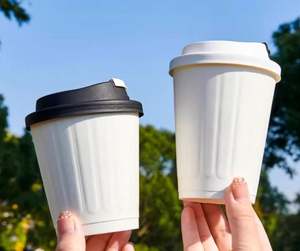 Vasos de Papel Desechables con Relieve para Bebidas Calientes, Tapas con Diseño Texturizado para Cafeterías, Tiendas de Bebidas, Tiendas de Dulces y Comida para Llevar |   Personalizado - Product Image 5