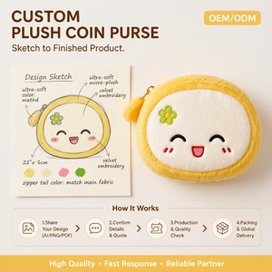 Monedero de Peluche Personalizado con Diseño de Monedas, Llavero de Peluche Suave Personalizado - Product Image 1