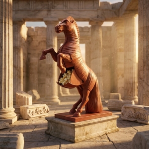 <span class=keywords><strong>Figurine</strong></span> de cheval de Troie sur table, thème mythologique grec antique, produit périphérique de l'Odyssée, décoration d'intérieur, récipient à popcorn pour collection - Product Image 1