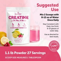 AegleWell Créatine en Poudre, Mélange Multi-Collagène et Électrolytes, Saveur Citron Framboise, Soutien à la Croissance Musculaire et à l'Énergie, Complément Alimentaire pour Adultes