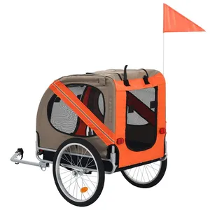 الدراجة الحيوانات الأليفة Traile للكلاب الصغيرة والكبيرة للطي إطار الناقل الإفراج السريع عجلات قابل للتعديل ملحقات الدراجات المقرنة البرتقال