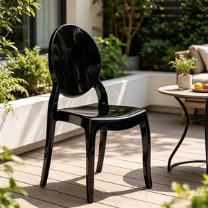 Modern Solid Black Oval Back <b>Stackable</b> Portable Dining <b>Chair</b> for Restaurant Hotel <b>Outdoor</b> Wedding Home Furniture School Park - Product Image 1