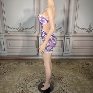 ZD Mini Purple Gold Luxury Dress Floral Rhinestone Edition, diseñado para fiestas <span class=keywords><strong>de</strong></span> baile electrónico y espectáculos <span class=keywords><strong>de</strong></span> baile. - Product Image 4