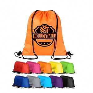 กระเป๋าเป้สะพายหลังแบบมีเชือกผูกสำหรับออกกำลังกาย ปรับแต่งโลโก้ ขนาด สี ได้ตามต้องการ กระเป๋าออกกำลังกายแบบมีเชือกผูกสำหรับโปรโมชั่น ทำจากไนลอนและโพลีเอสเตอร์ - Product Image 1