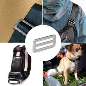 Accessorio in metallo di lusso da 51 mm in acciaio inossidabile, fibbia quadrata e scorrevole a tre vie, regolatore di lunghezza per guinzagli per cani e cinghie per borse - Product Image 5
