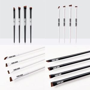 Lot de 4 pinceaux de maquillage vegan blancs et noirs : pinceau plat pour fard à paupières, pinceau eyeliner, pinceau à sourcils, pinceau biseauté en nylon - Product Image 5