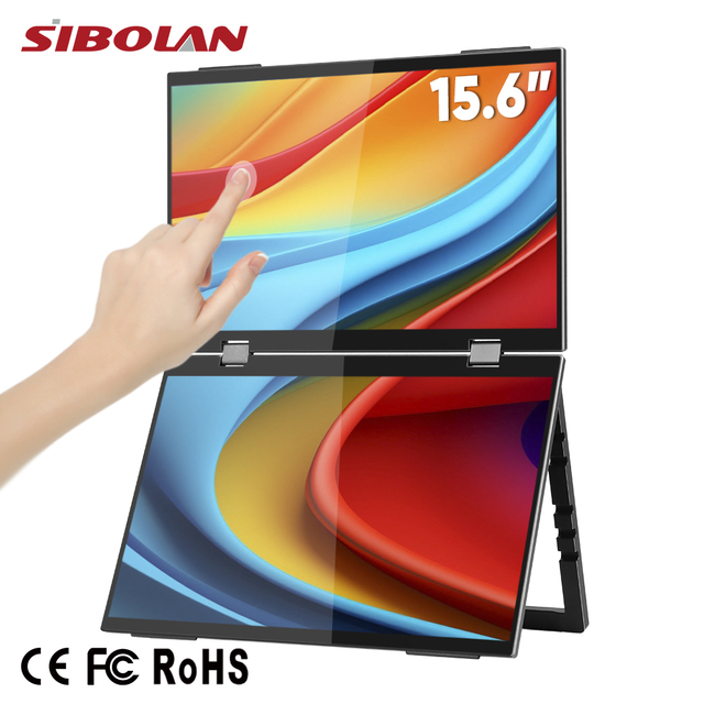 All-In-One 15.6 Inch Triple Folding Monitor Portatil FHD 1080P 10 Point Touchscreen Display Custom Shell Flexible Manufacturing