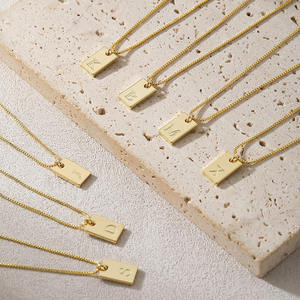 Collana iniziale per le donne, 14K placcato in oro reale a strati lettera ciondolo collana Set di maiuscolo elegante monogramma girocollo alla moda - Product Image 6