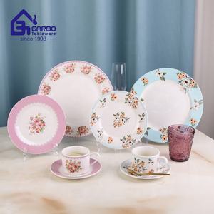 Vente en gros 24 pièces ensemble de table en céramique personnalisé <span class=keywords><strong>vaisselle</strong></span> bol et assiette ensemble de <span class=keywords><strong>vaisselle</strong></span> en grès bon marché pour le <span class=keywords><strong>service</strong></span> de fête de mariage - Product Image 2