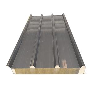 Panneaux <span class=keywords><strong>de</strong></span> toiture sandwich isolés en <span class=keywords><strong>laine</strong></span> <span class=keywords><strong>de</strong></span> <span class=keywords><strong>roche</strong></span> acier ignifuge 50 <span class=keywords><strong>mm</strong></span> à <span class=keywords><strong>prix</strong></span> abordable pour grange et atelier, panneau sandwich pour garage automobile - Product Image 1