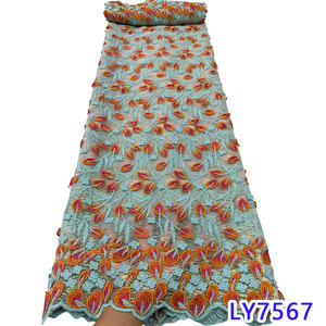 בדי תחרה רשת טול כפול NI.AI, תחרת רשת רקומה אפריקאית, בדי תחרה לכלה, חומר למסיבות חתונה לנשים - Product Image 5