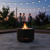 Brasero de camping et de patio en acier au carbone à faible émission de fumée, à bois, sans assemblage, vente chaude